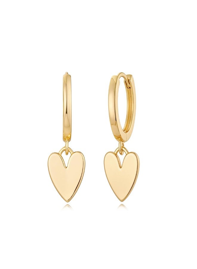 MYEARS Women Heart Earrings Gold Huggie Hoop Dangle Drop 14K Gold Plated Small Simple Hypoallergenic Everyday Jewelry - Image 1